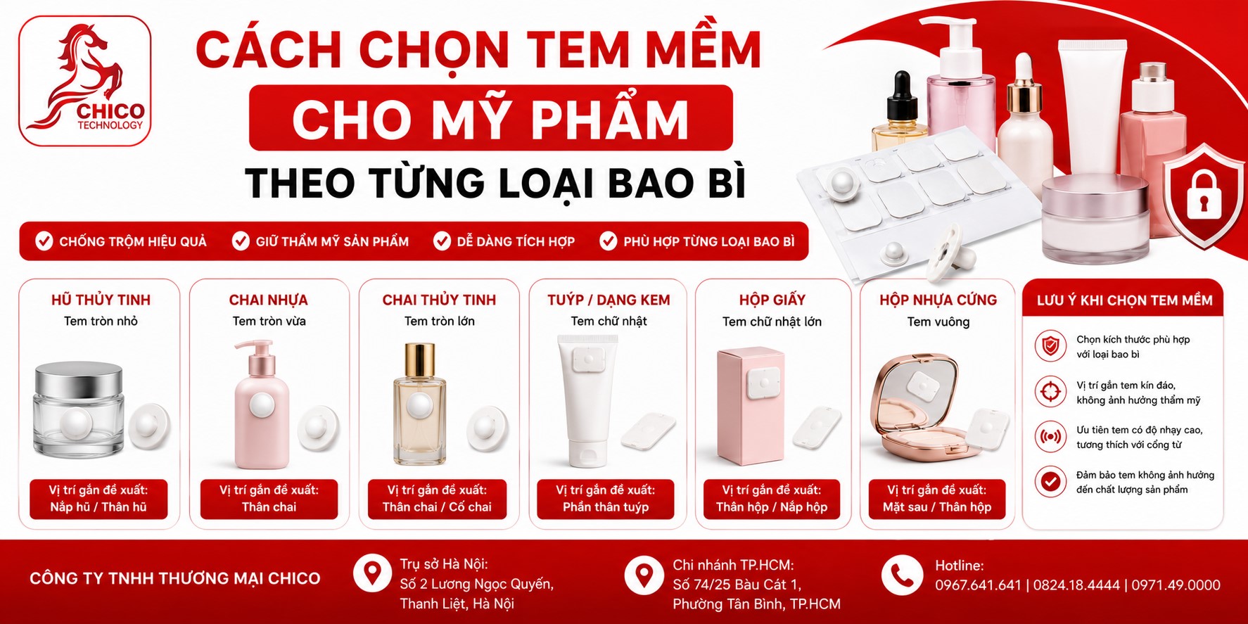 Cách Chọn Tem Từ Mềm Cho Mỹ Phẩm Theo Từng Loại Bao Bì - Tư Vấn Chico
