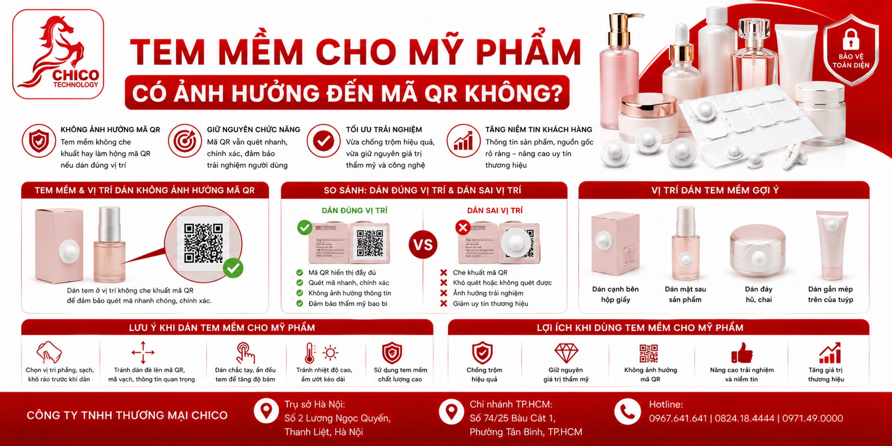 Dán Tem Từ Mềm Cho Mỹ Phẩm Có Ảnh Hưởng Mã QR Không? Tư Vấn Chico