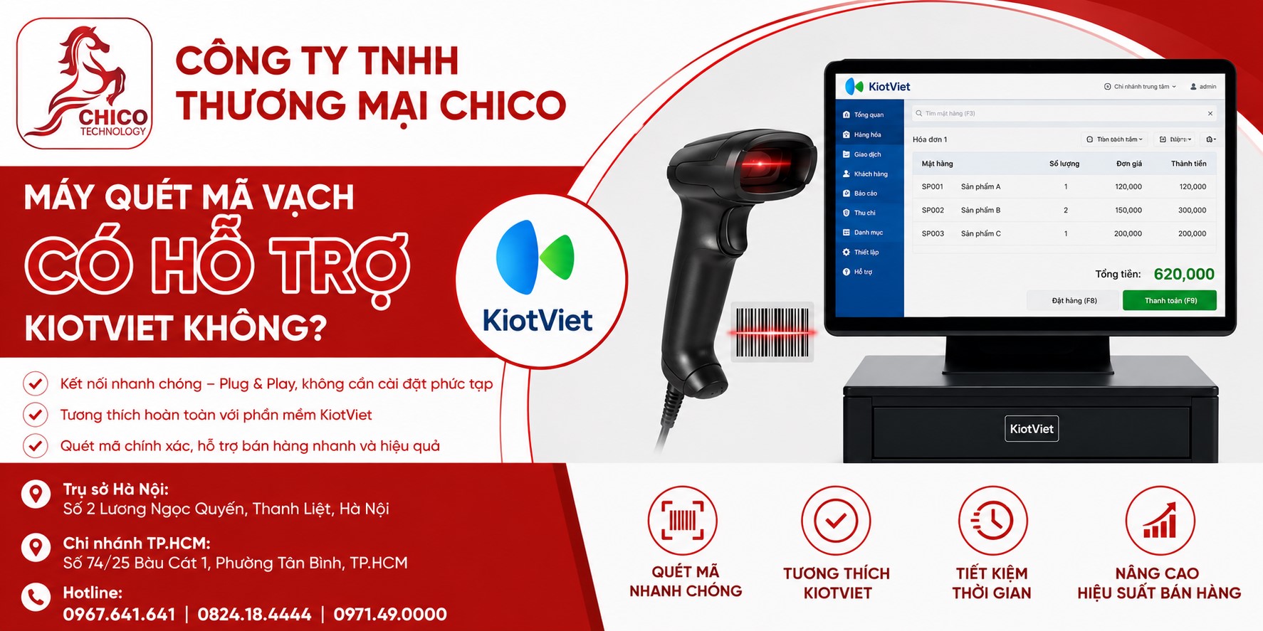 Máy Quét Mã Vạch Có Dùng Được Với KiotViet Không? Tư Vấn Từ Chico