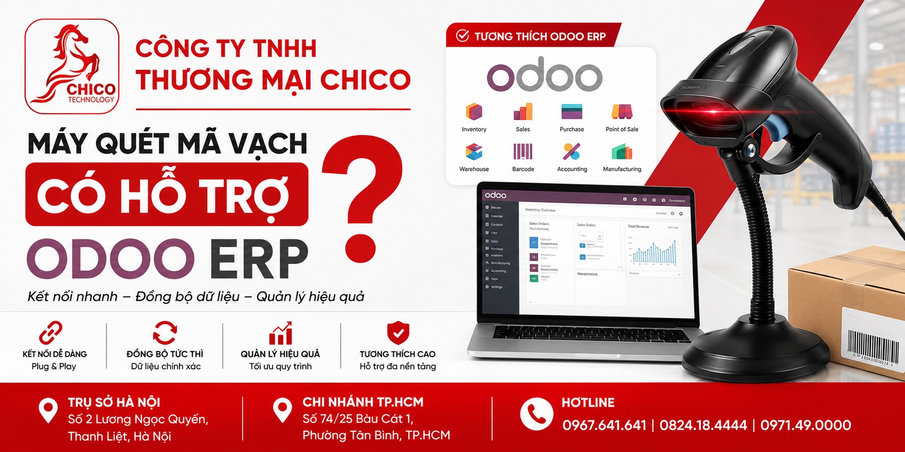 Máy Quét Mã Vạch Có Hỗ Trợ Odoo ERP Không? Giải Pháp Tối Ưu Cho Doanh Nghiệp