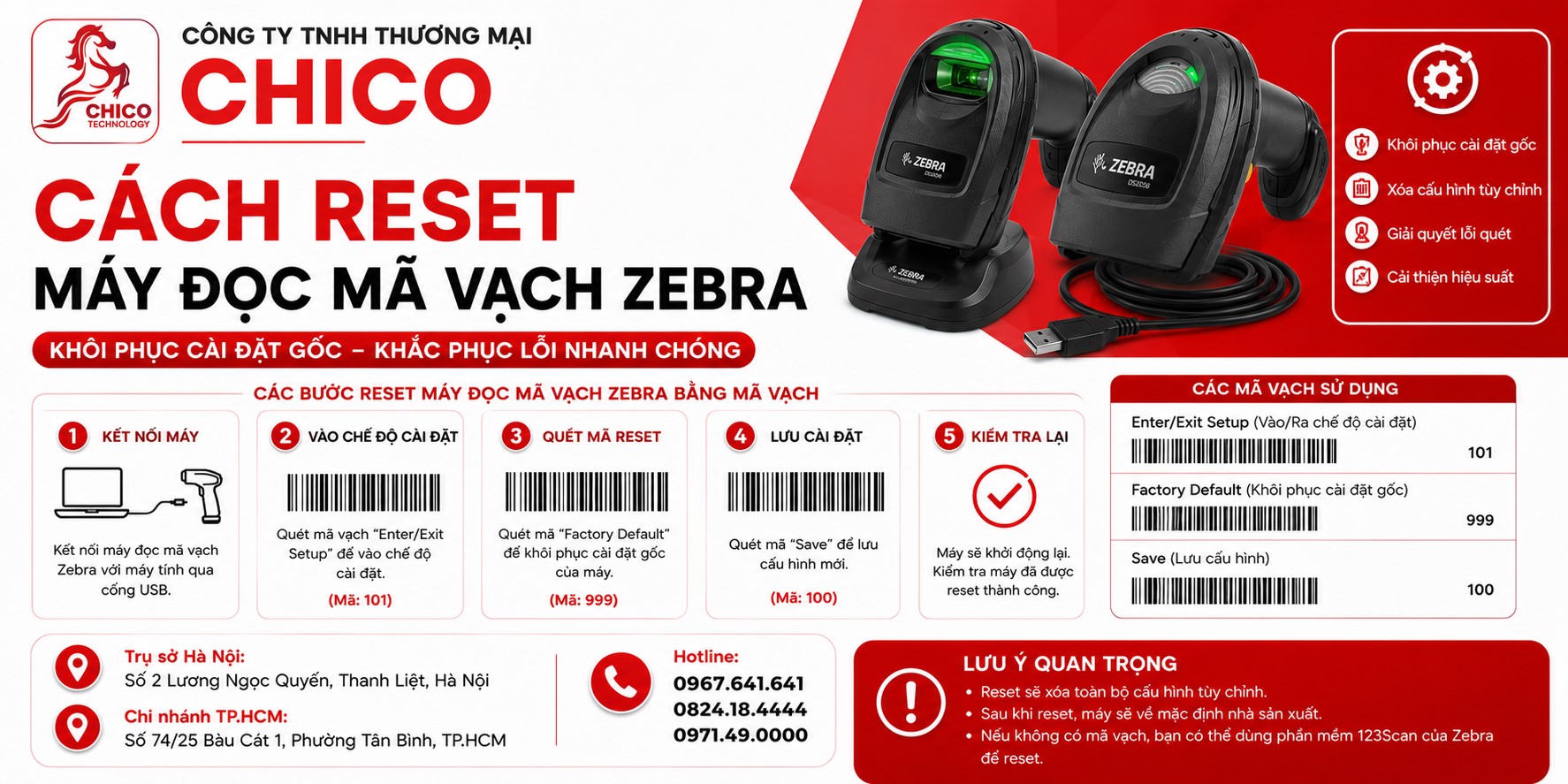 Cách Reset Máy Quét Mã Vạch Zebra Về Mặc Định (Factory Reset)