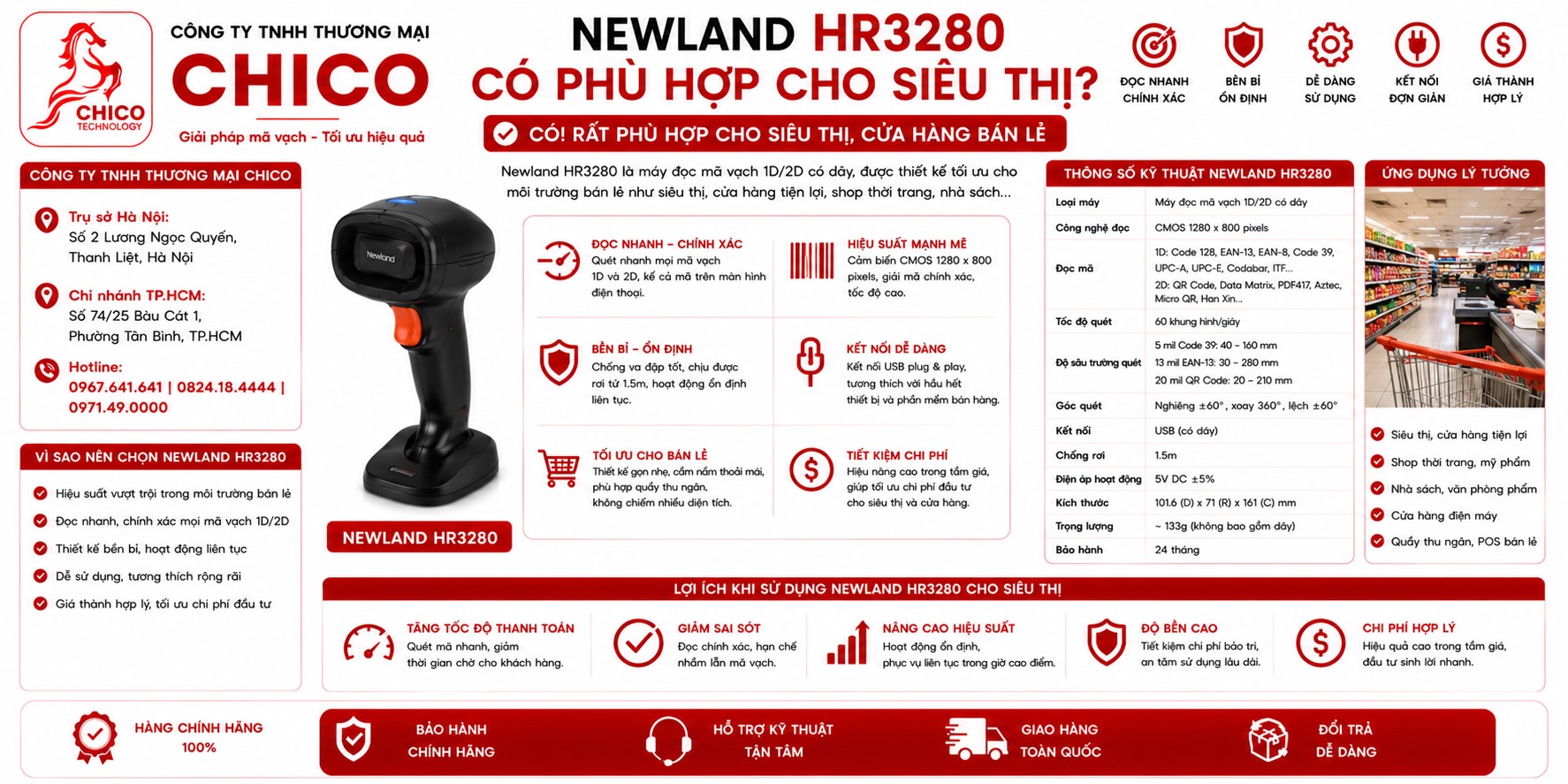 Newland HR3280 Có Phù Hợp Cho Siêu Thị? Đánh Giá Hiệu Năng Thực Tế