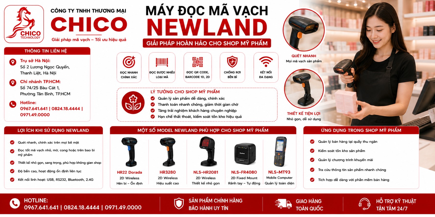 Máy Quét Mã Vạch Newland Cho Shop Mỹ Phẩm: Chọn Dòng Nào Tốt Nhất?