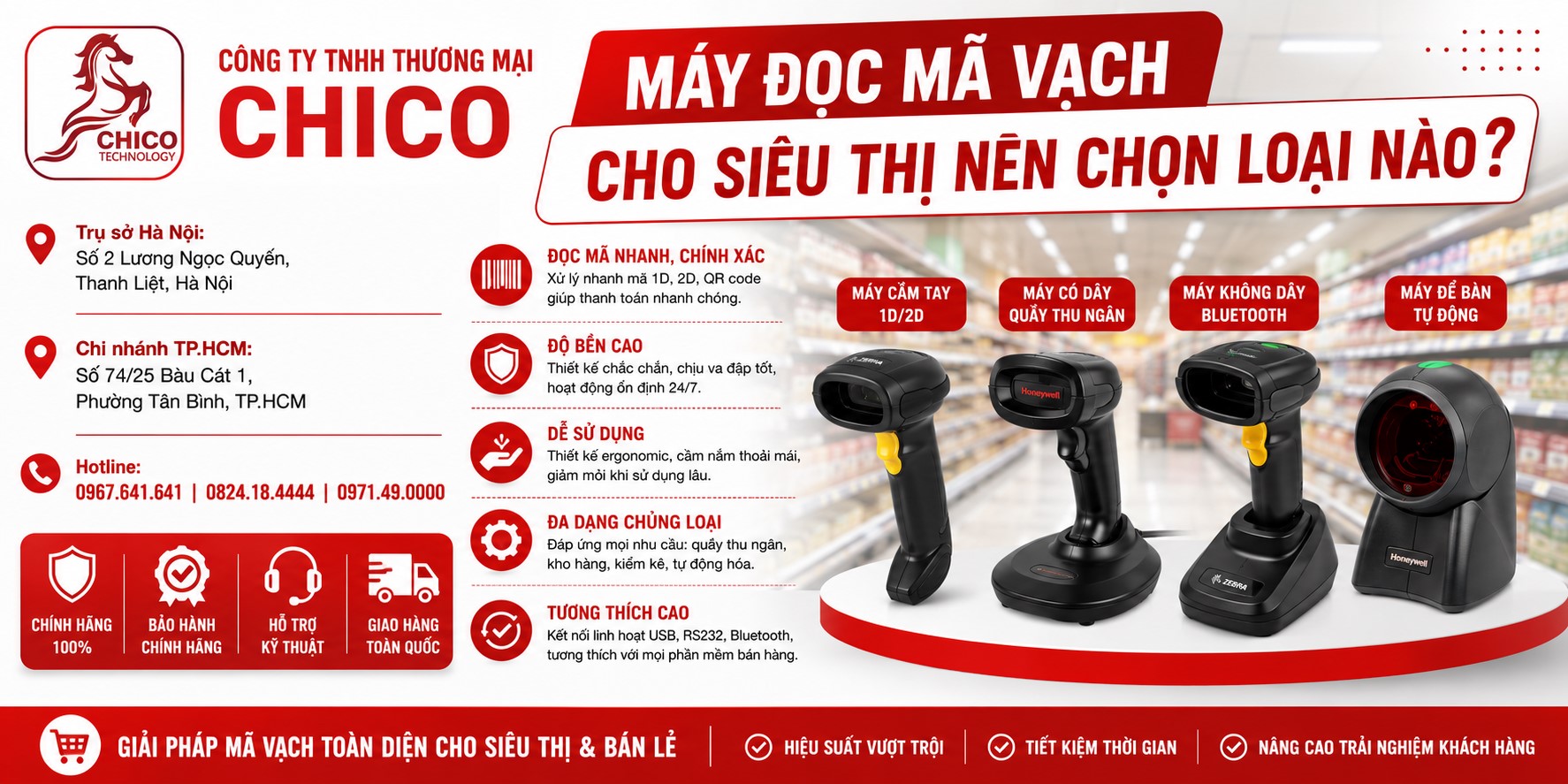 Nên Chọn Máy Đọc Mã Vạch Nào Cho Siêu Thị? Tư Vấn Từ Chico