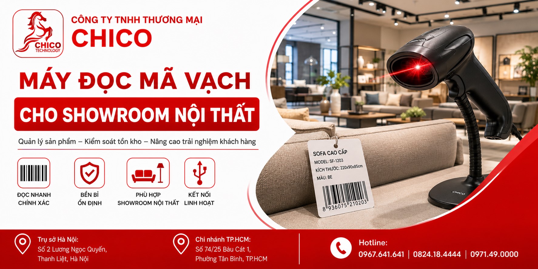 Máy Đọc Mã Vạch Cho Showroom Nội Thất: Quản Lý Sản Phẩm Sang Trọng