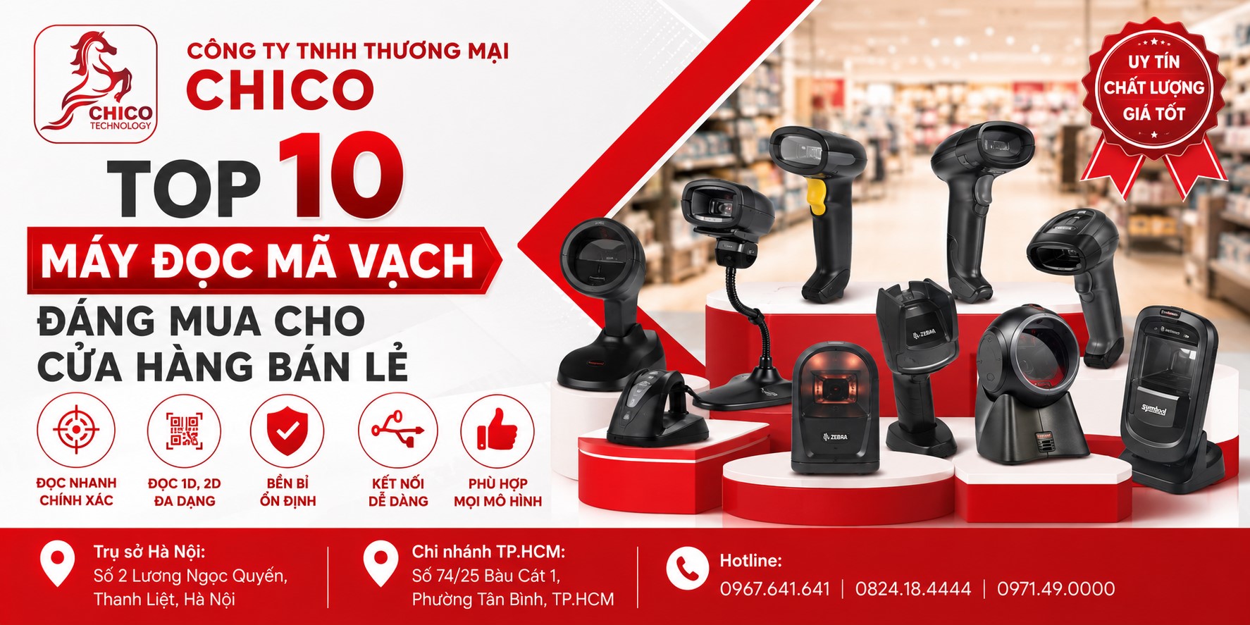 Top 10 Máy Đọc Mã Vạch Đáng Tiền Nhất Cho Cửa Hàng Bán Lẻ (Cập nhật 2026)