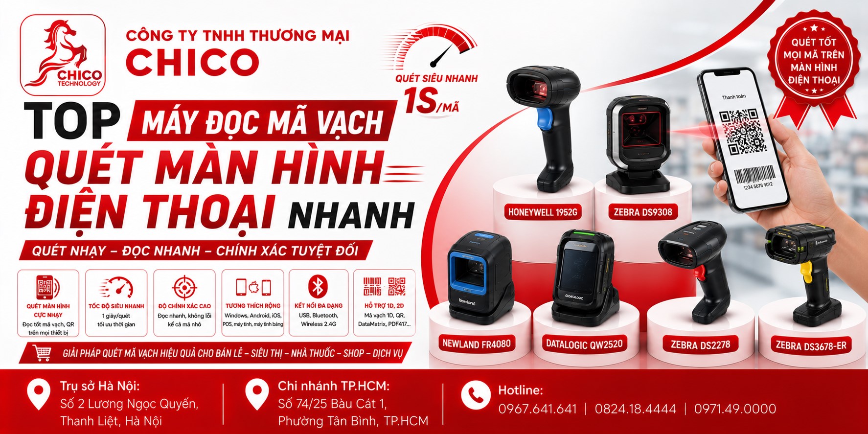 Top 5 Máy Quét Mã Vạch Quét Màn Hình Điện Thoại Siêu Nhạy 2026
