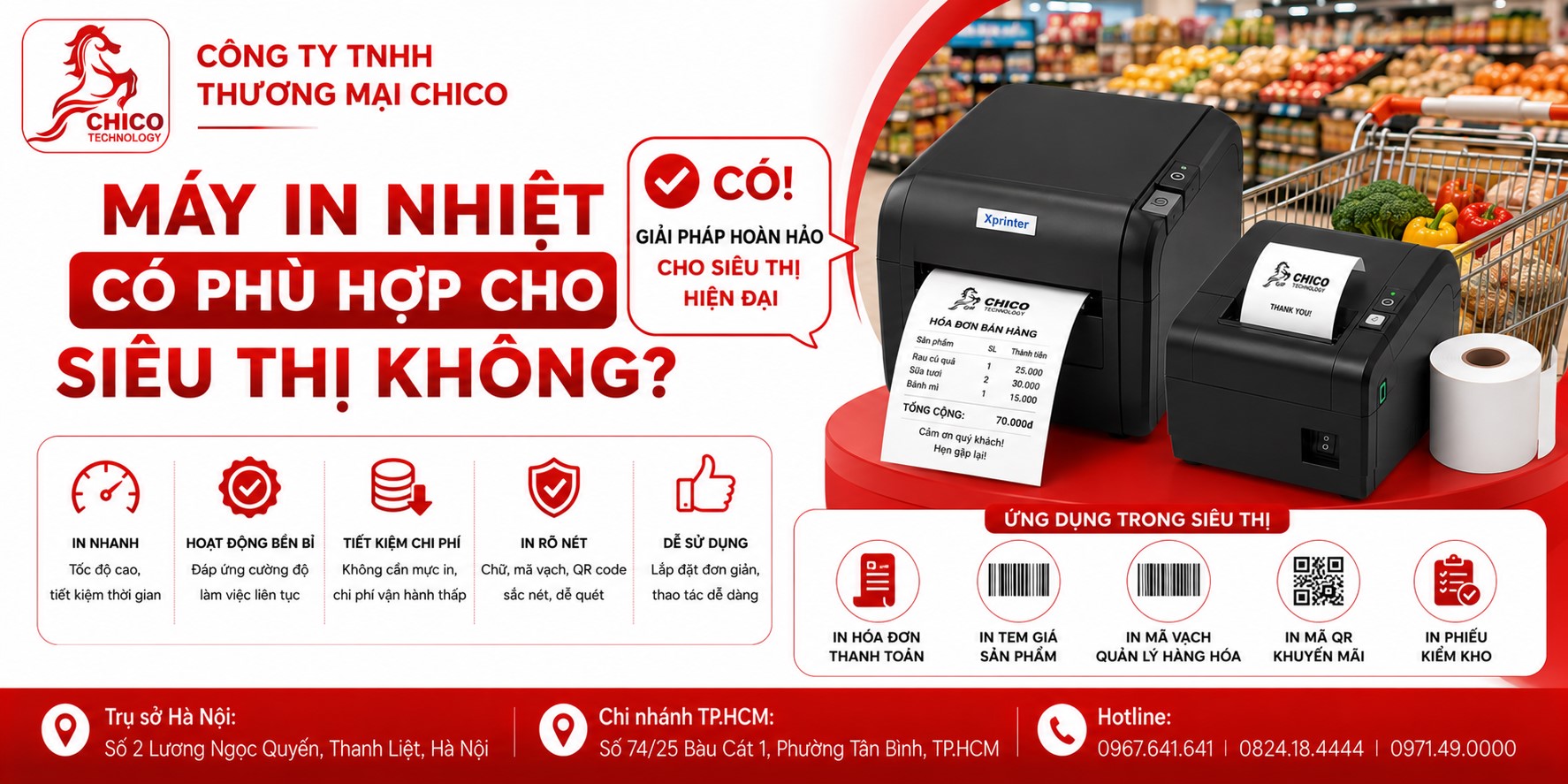 Máy In Nhiệt Có Phù Hợp Cho Siêu Thị Không? Giải Đáp Chi Tiết