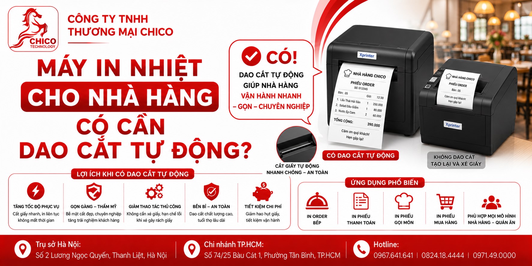 Máy In Nhiệt Cho Nhà Hàng Có Cần Dao Cắt Tự Động Không?