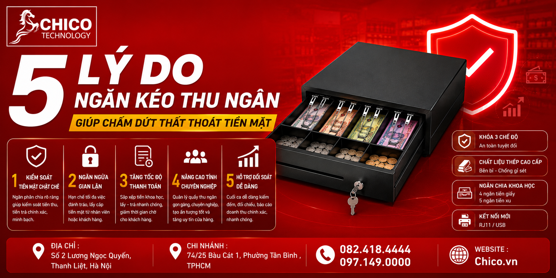 5 Lý Do Ngăn Kéo Thu Ngân Giúp Chấm Dứt Thất Thoát Tiền Mặt