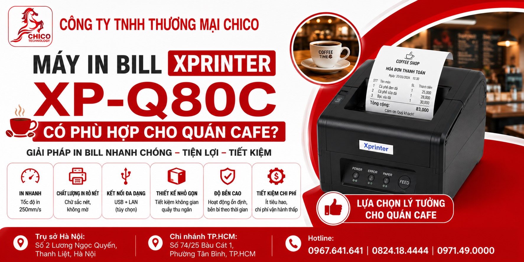 Máy In Bill Xprinter XP-Q80C Có Phù Hợp Cho Quán Cafe Không?