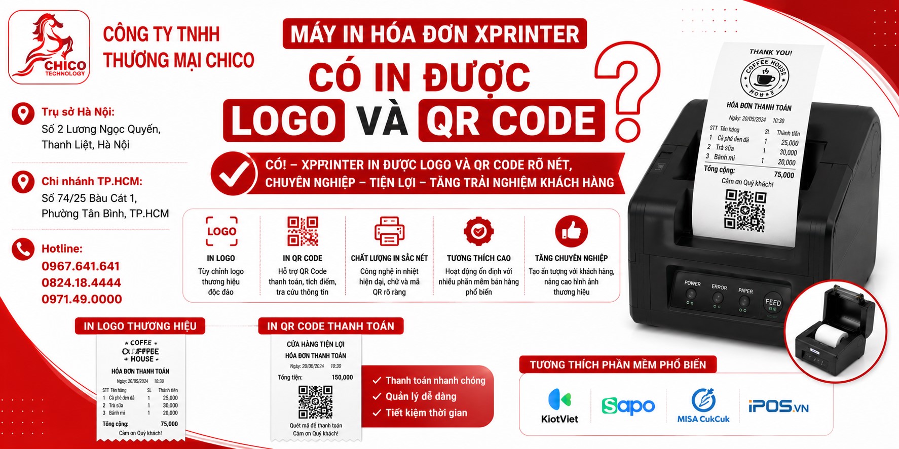 Máy In Hóa Đơn Xprinter Có In Được Logo Và QR Code Không?