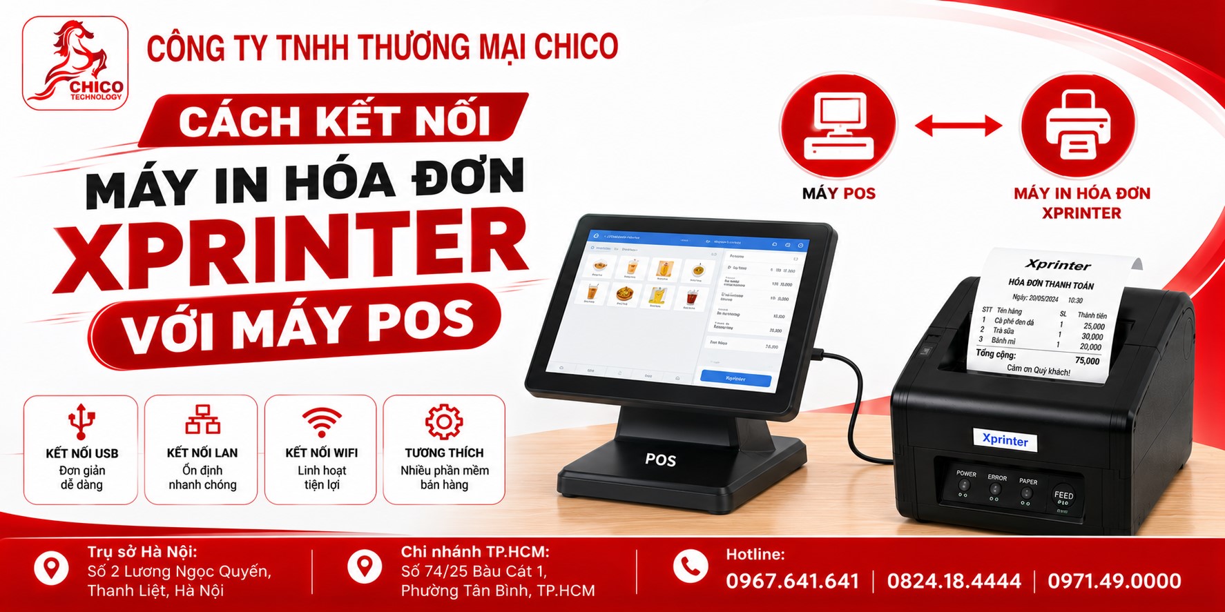 Cách Kết Nối Máy In Hóa Đơn Xprinter Với Máy POS Bán Hàng