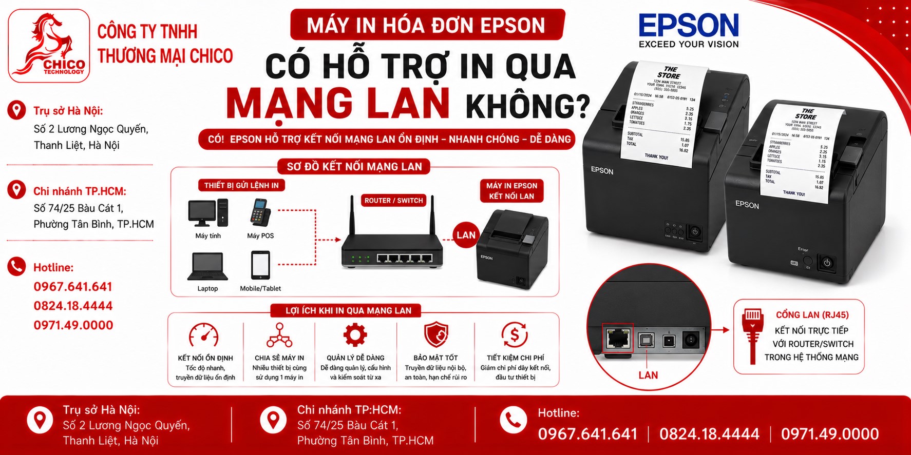 Máy In Hóa Đơn Epson Có Hỗ Trợ In Qua Mạng LAN Không?