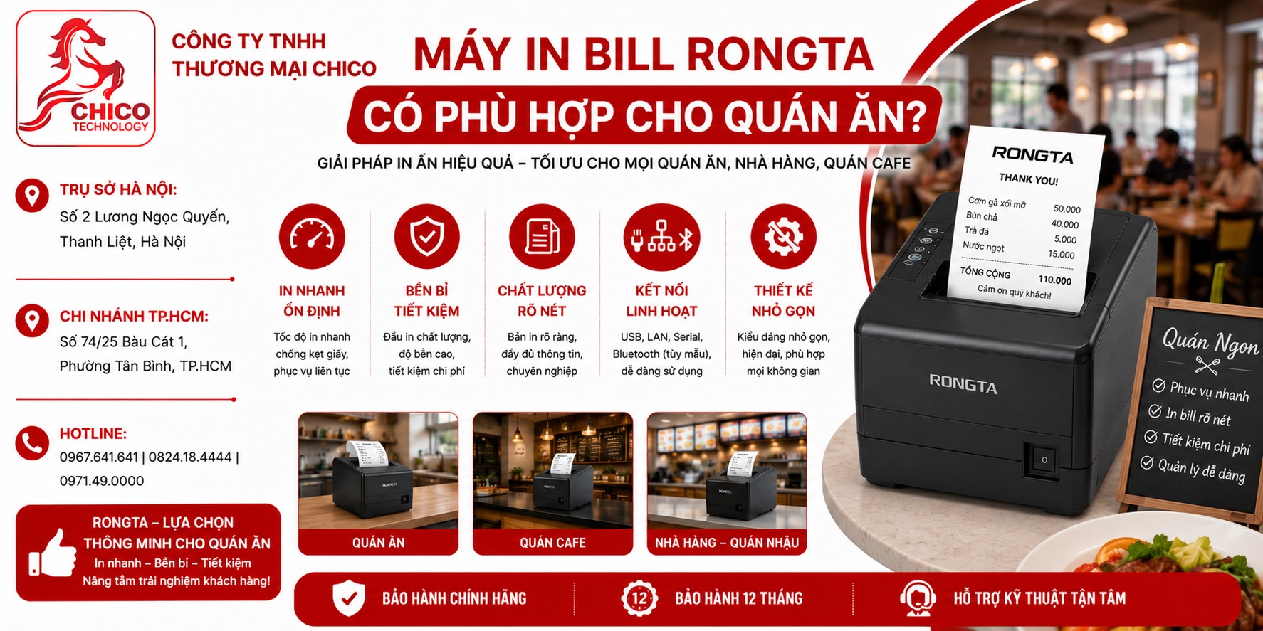 Máy In Bill Rongta Có Phù Hợp Cho Quán Ăn Không? Đánh Giá Chi Tiết