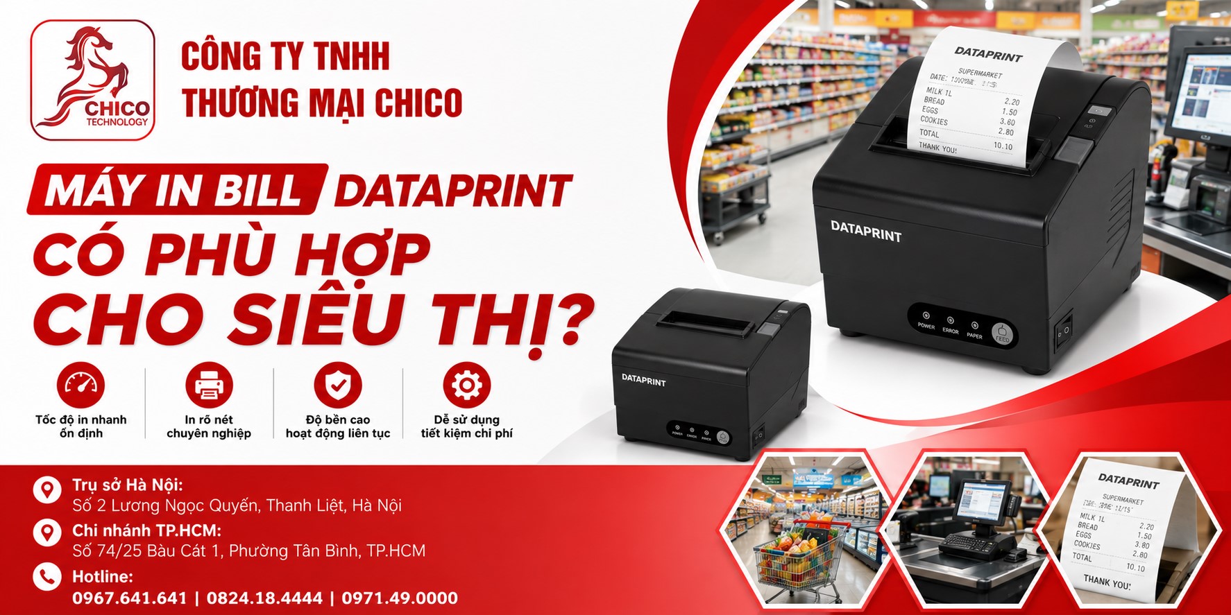 Máy In Bill Dataprint Có Phù Hợp Cho Siêu Thị Không? Đánh Giá Chi Tiết