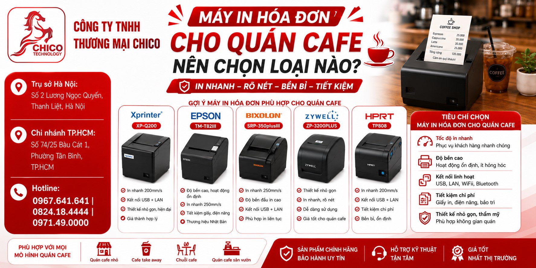 Máy In Hóa Đơn Cho Quán Cafe Nên Chọn Loại Nào Tốt Nhất?