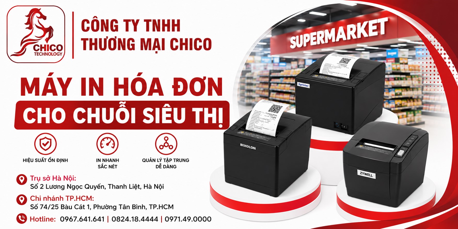 Máy In Hóa Đơn Cho Chuỗi Siêu Thị: Tiêu Chuẩn & Model Tốt Nhất