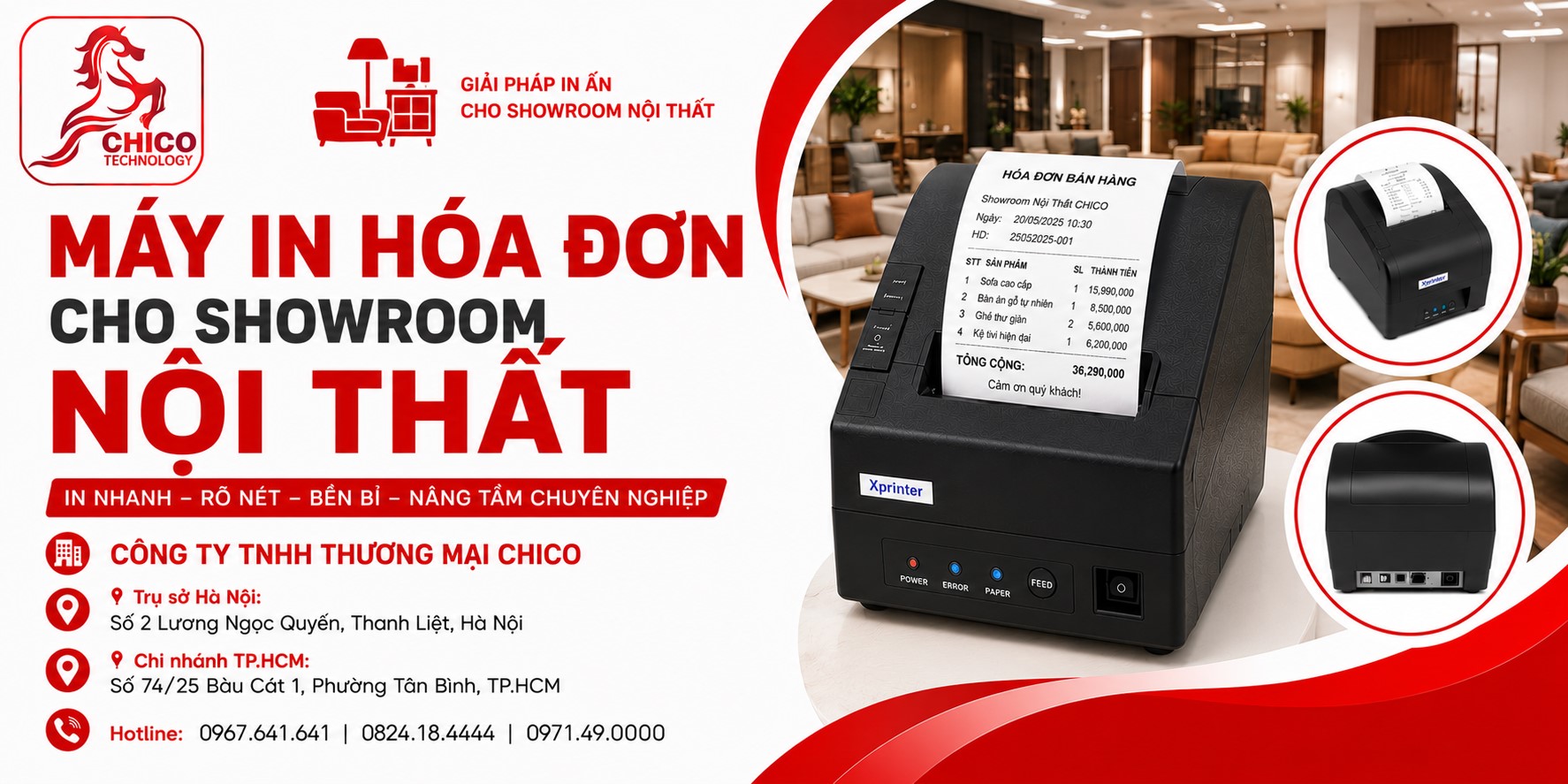 Máy In Hóa Đơn Cho Showroom Nội Thất: Tiêu Chí & Model Tốt Nhất