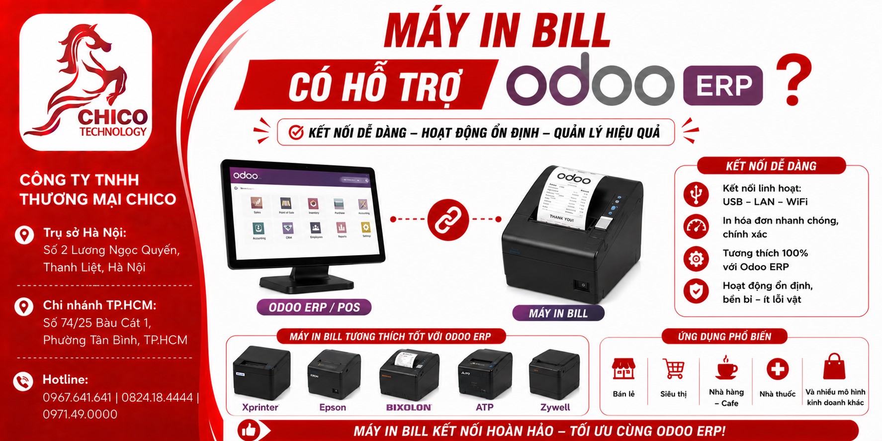 Máy In Bill Có Hỗ Trợ Odoo ERP Không? Giải Đáp Chi Tiết