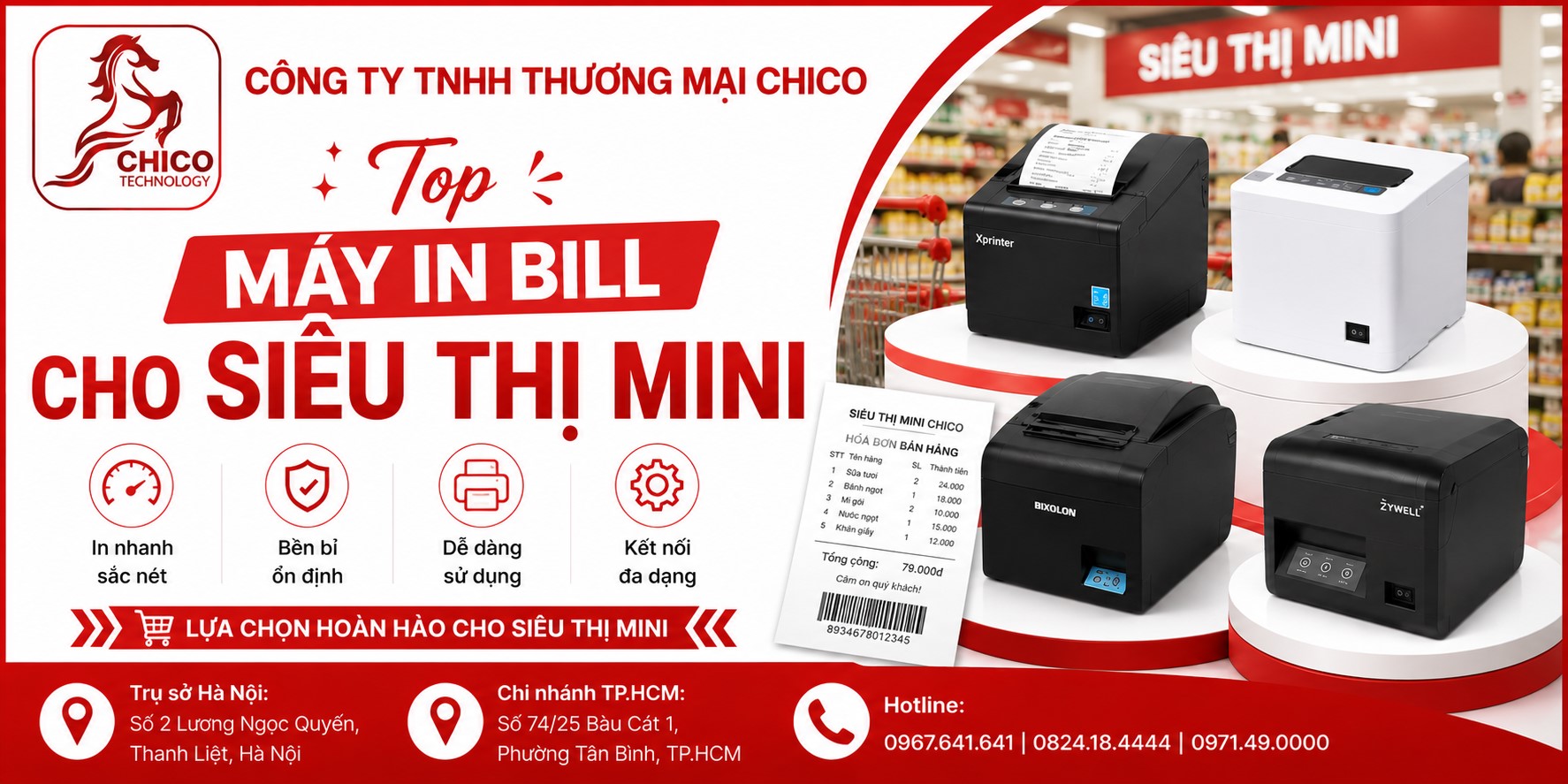 Top Máy In Bill Cho Siêu Thị Mini Tốt Nhất, Bền Bỉ 24/7