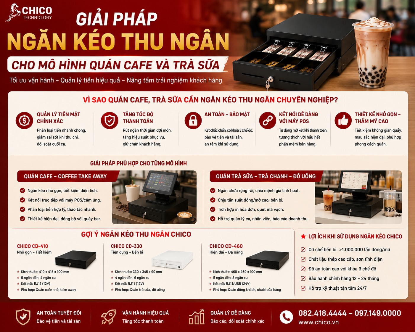 Giải Pháp Ngăn Kéo Thu Ngân Tối Ưu Cho Quán Cafe, Trà Sữa