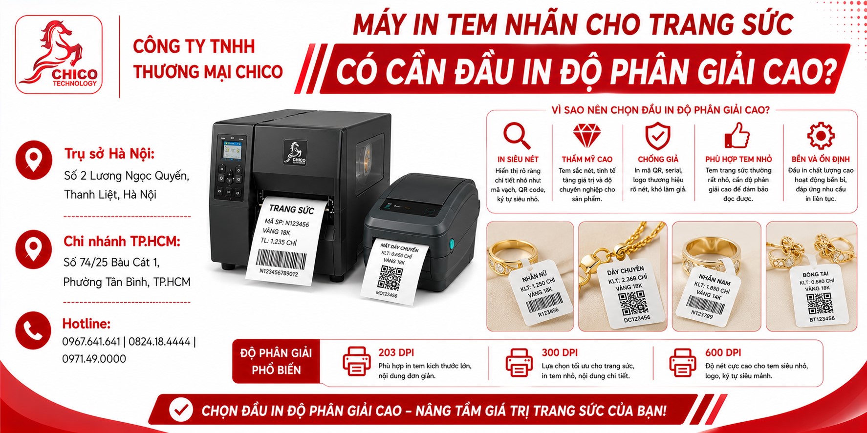 Máy In Tem Nhãn Cho Trang Sức Có Cần Đầu In Độ Phân Giải Cao?