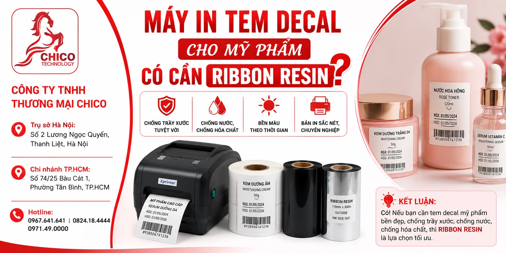 Máy In Tem Decal Cho Mỹ Phẩm Có Bắt Buộc Dùng Mực Ribbon Resin Không?
