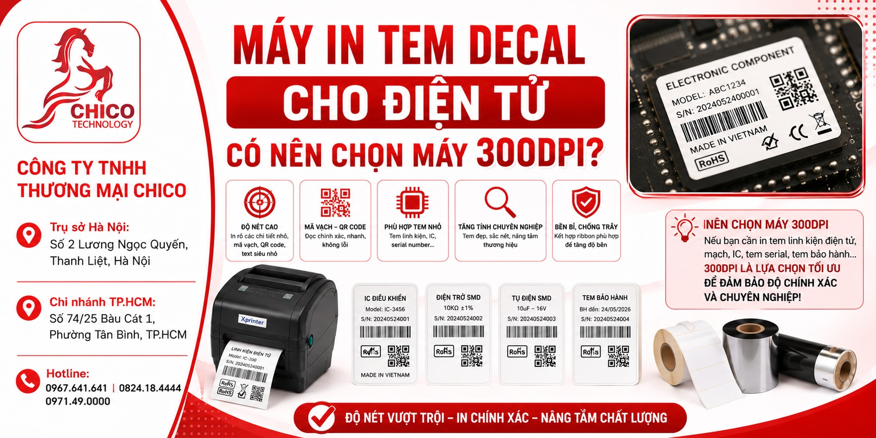 Máy In Tem Decal Cho Điện Tử Có Nên Chọn Loại 300dpi Không?