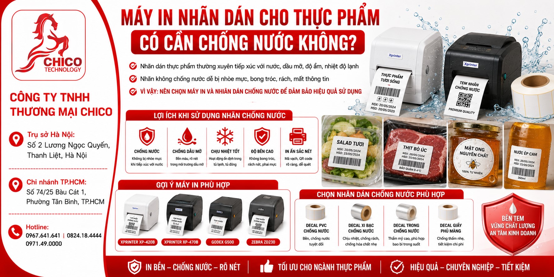 Máy In Nhãn Dán Cho Thực Phẩm Có Cần Chống Nước Không?
