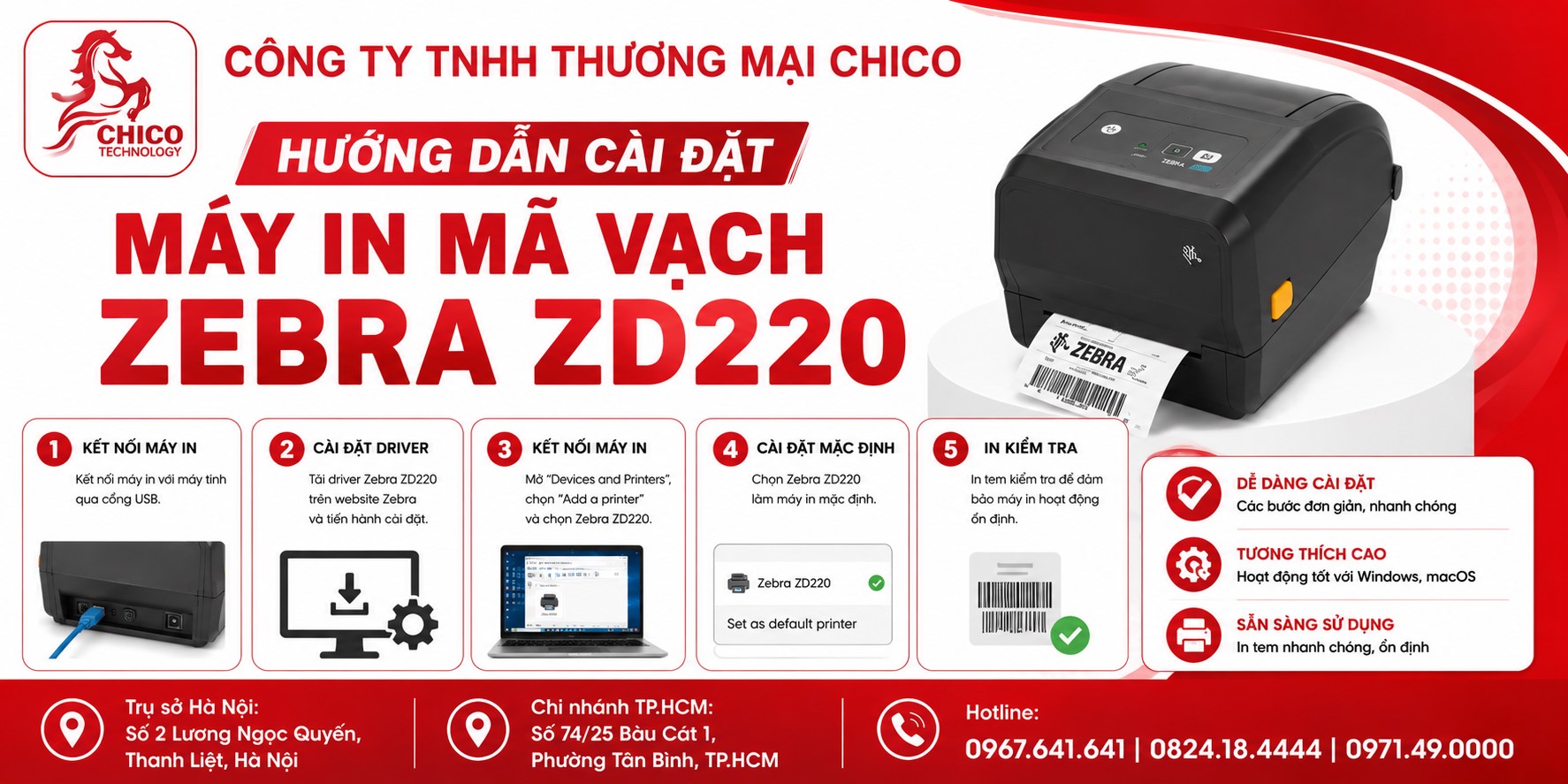 Hướng Dẫn Cài Đặt Máy In Mã Vạch Zebra ZD220 Chi Tiết Từ A-Z