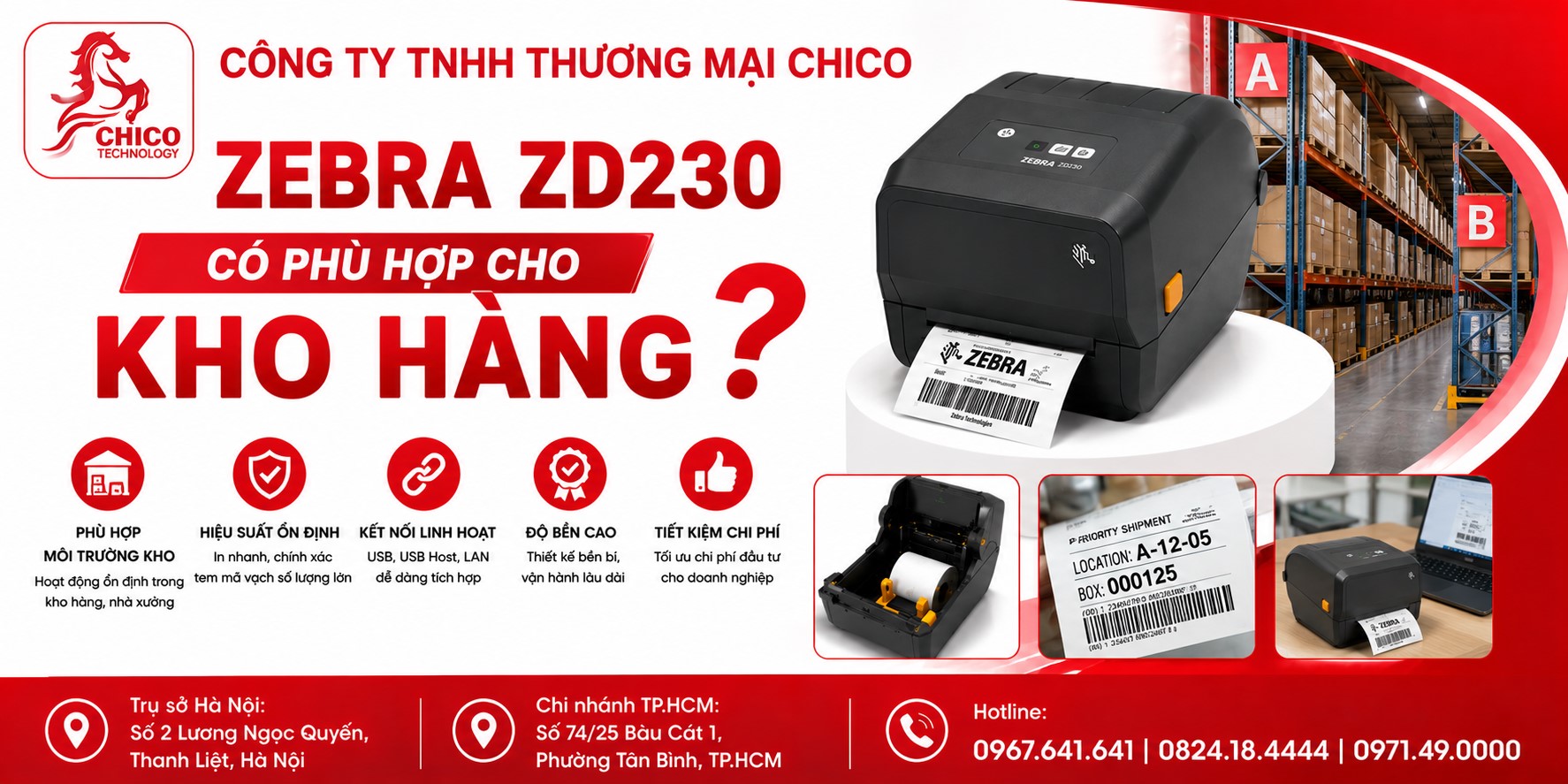 Máy In Mã Vạch Zebra ZD230 Có Phù Hợp Cho Kho Hàng Không?
