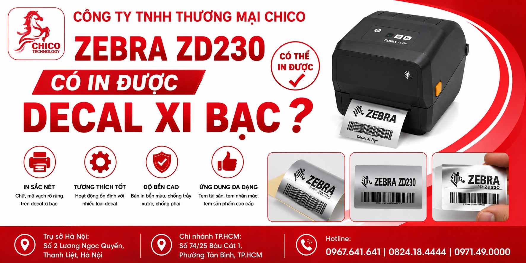 Máy In Mã Vạch Zebra ZD230 Có In Được Decal Xi Bạc Không?