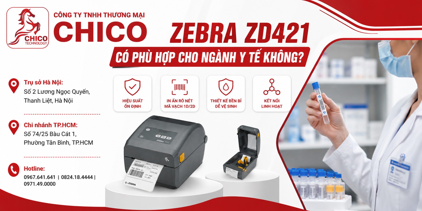 Máy In Mã Vạch Zebra ZD421 Có Phù Hợp Cho Ngành Y Tế Không?