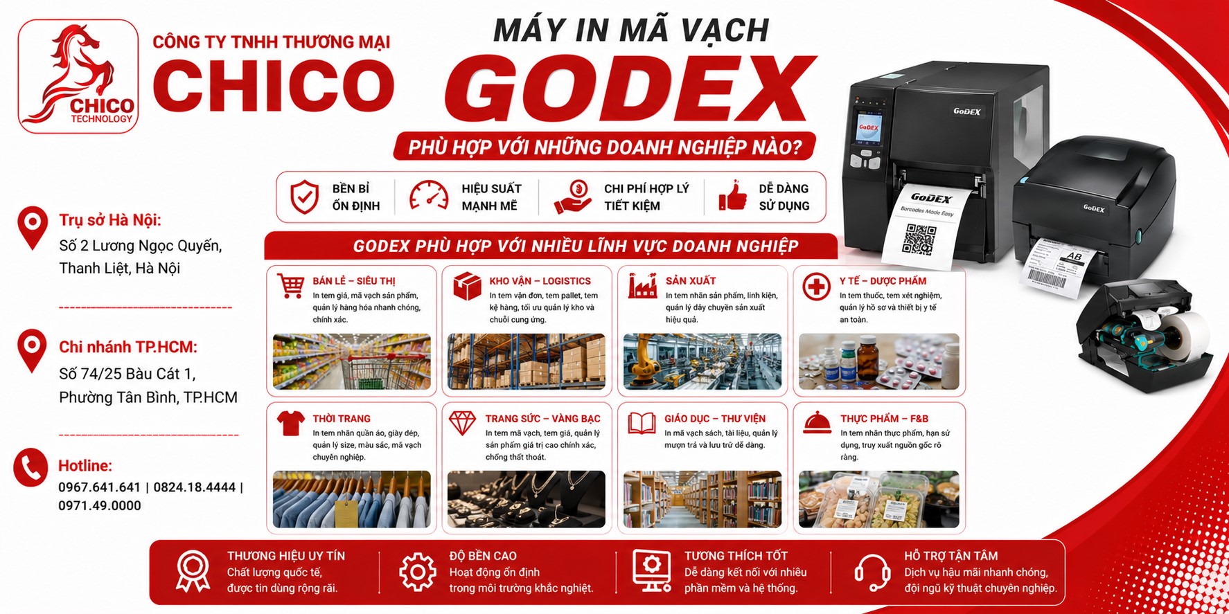 Máy in mã vạch Godex phù hợp với những mô hình doanh nghiệp nào?