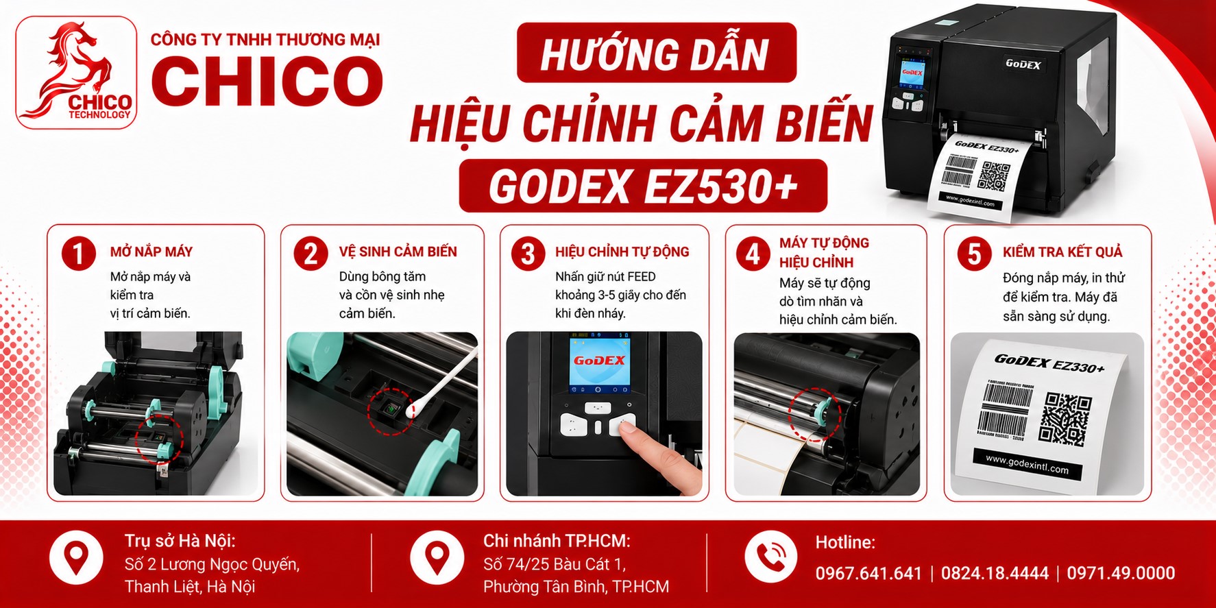 Hướng Dẫn Hiệu Chỉnh Cảm Biến Máy In Mã Vạch Godex EZ530+