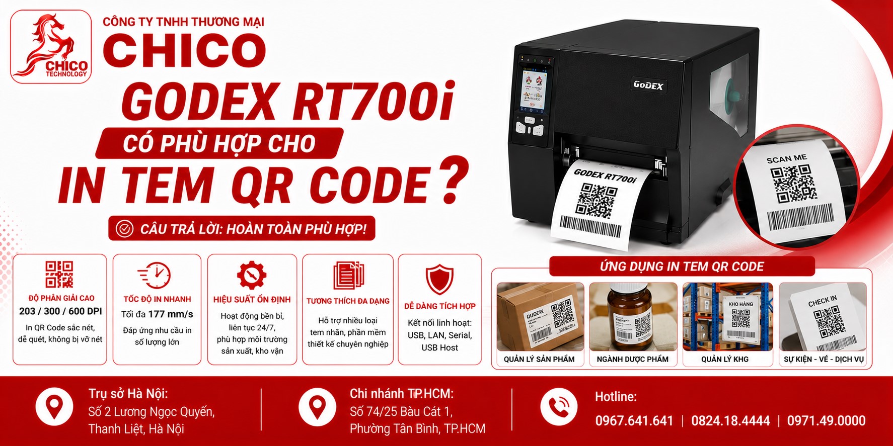 Máy In Mã Vạch Godex RT700i Có Phù Hợp In Tem QR Code Không?