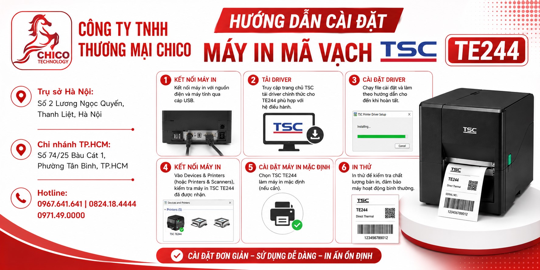 Hướng Dẫn Cài Đặt Máy In Mã Vạch TSC TE244 Chi Tiết Từ A - Z