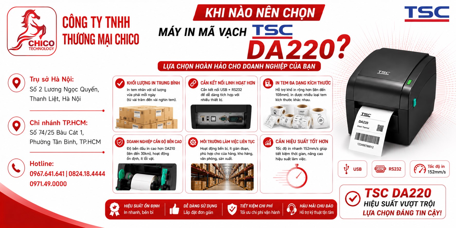 Khi Nào Nên Chọn Máy In Mã Vạch TSC DA220 Cho Cửa Hàng?