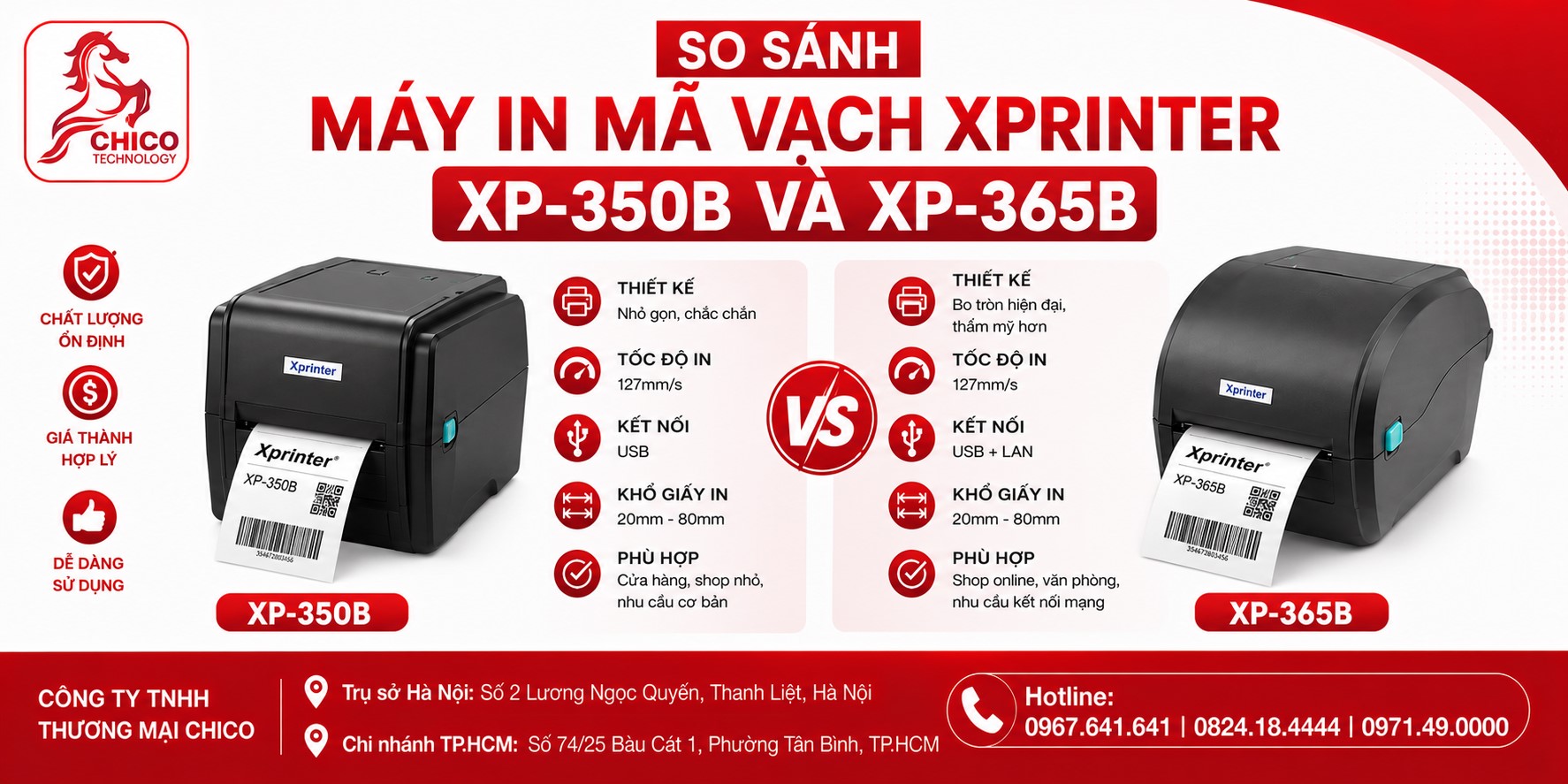 So Sánh Máy In Mã Vạch Xprinter XP-350B Và XP-365B: Nên Mua Loại Nào?