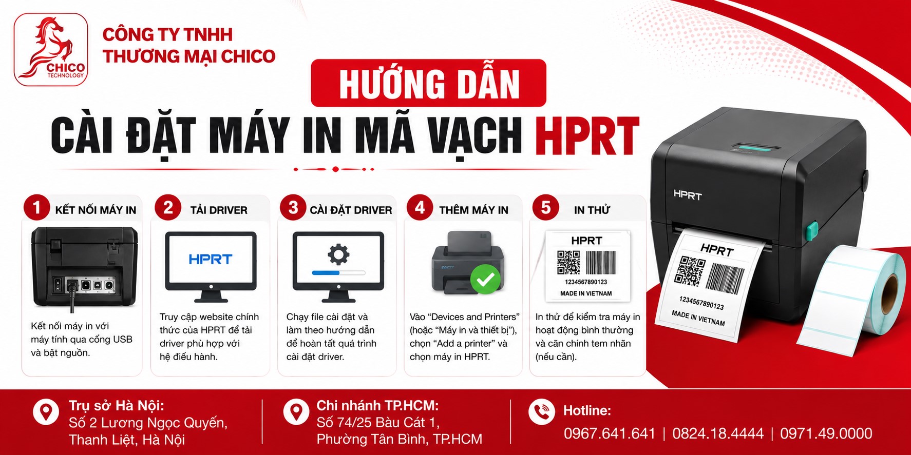 Hướng Dẫn Cài Đặt Máy In Mã Vạch HPRT Chi Tiết Từ A Đến Z