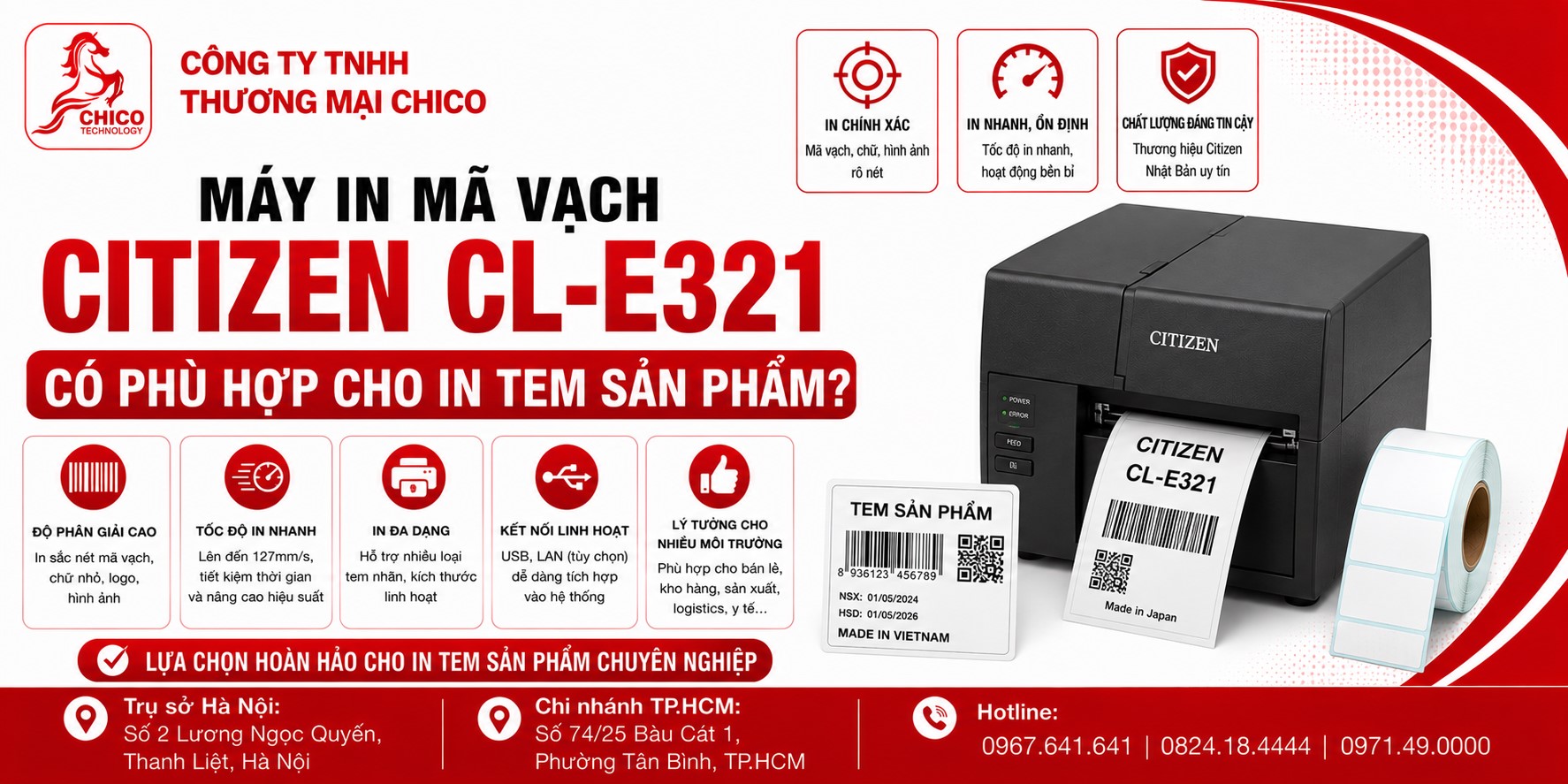 Máy In Mã Vạch Citizen CL-E321 Có Phù Hợp In Tem Sản Phẩm?