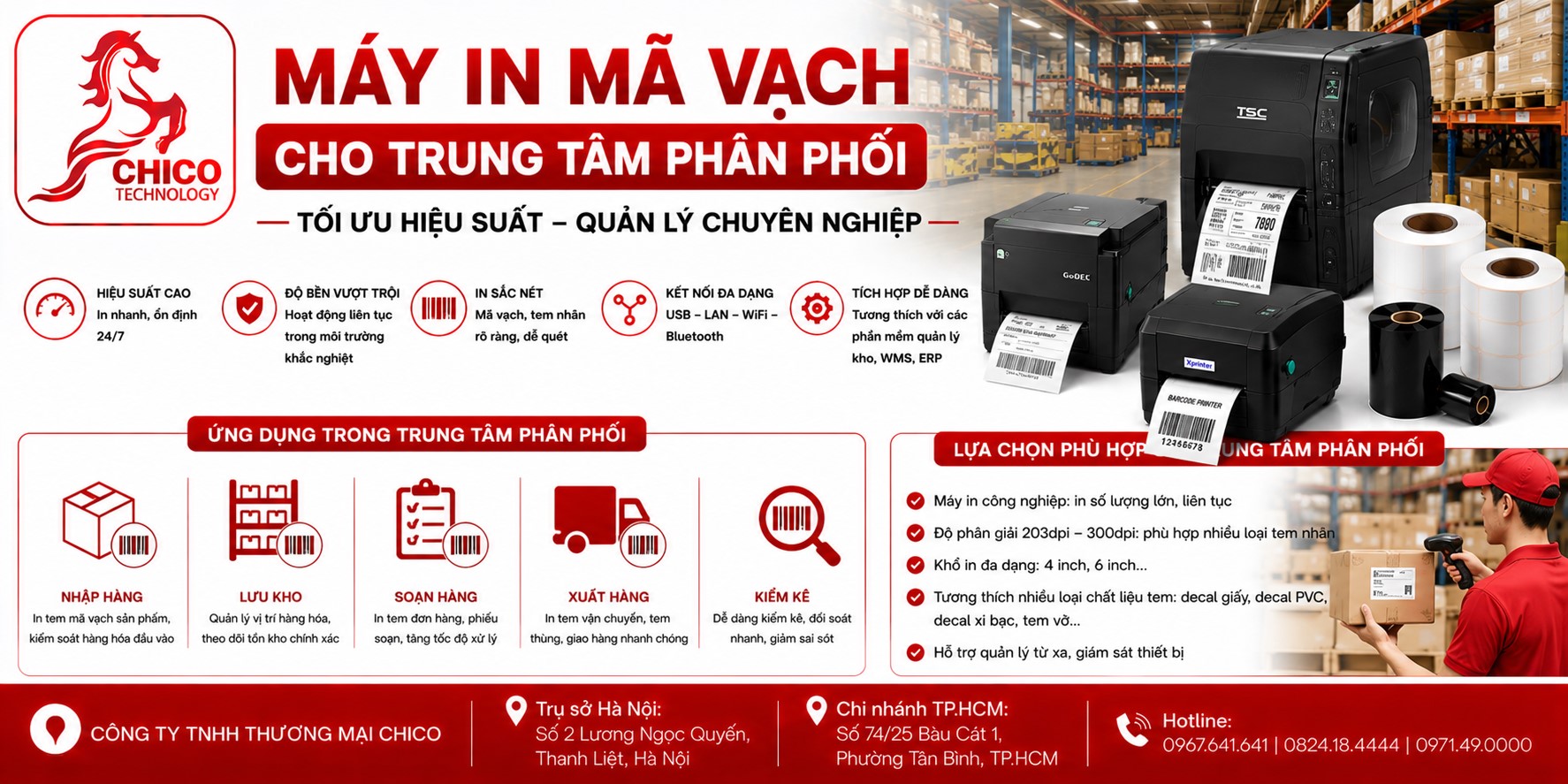 Máy In Mã Vạch Cho Trung Tâm Phân Phối Hàng Hóa Tốt Nhất