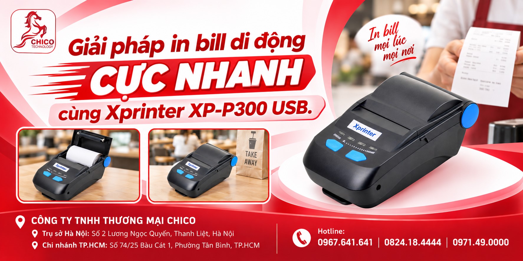 Giải Pháp In Bill Di Động Cực Nhanh Cùng Xprinter XP-P300