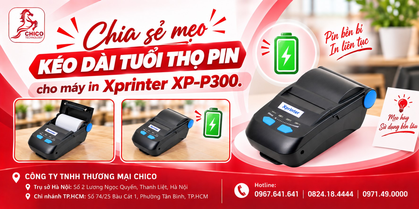Mẹo Kéo Dài Tuổi Thọ Pin Máy In Xprinter XP-P300 Hiệu Quả