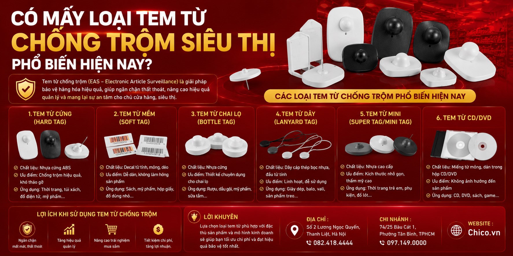Có mấy loại tem từ chống trộm siêu thị phổ biến hiện nay?
