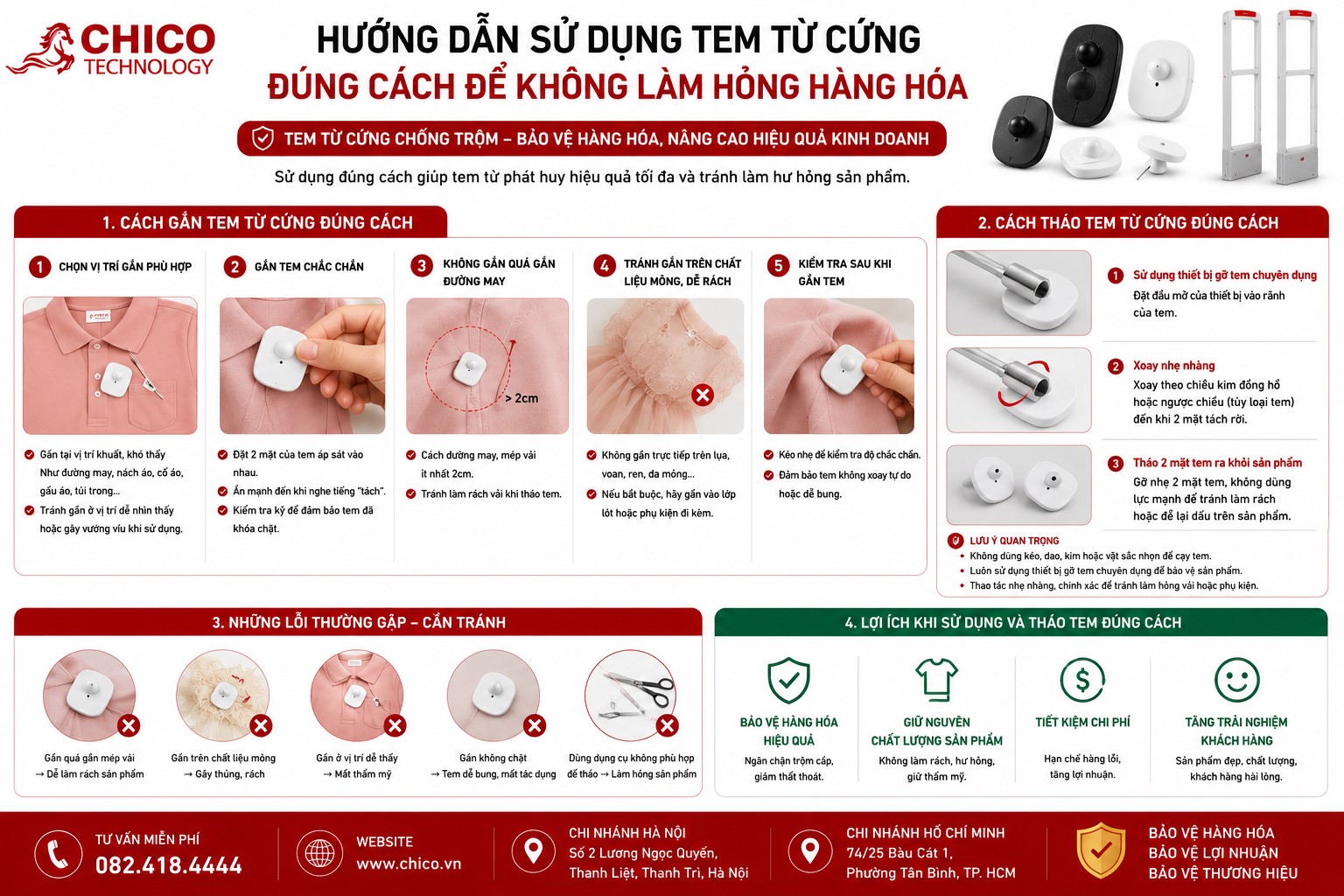Hướng dẫn cách sử dụng tem từ cứng đúng cách để không làm hỏng hàng hóa