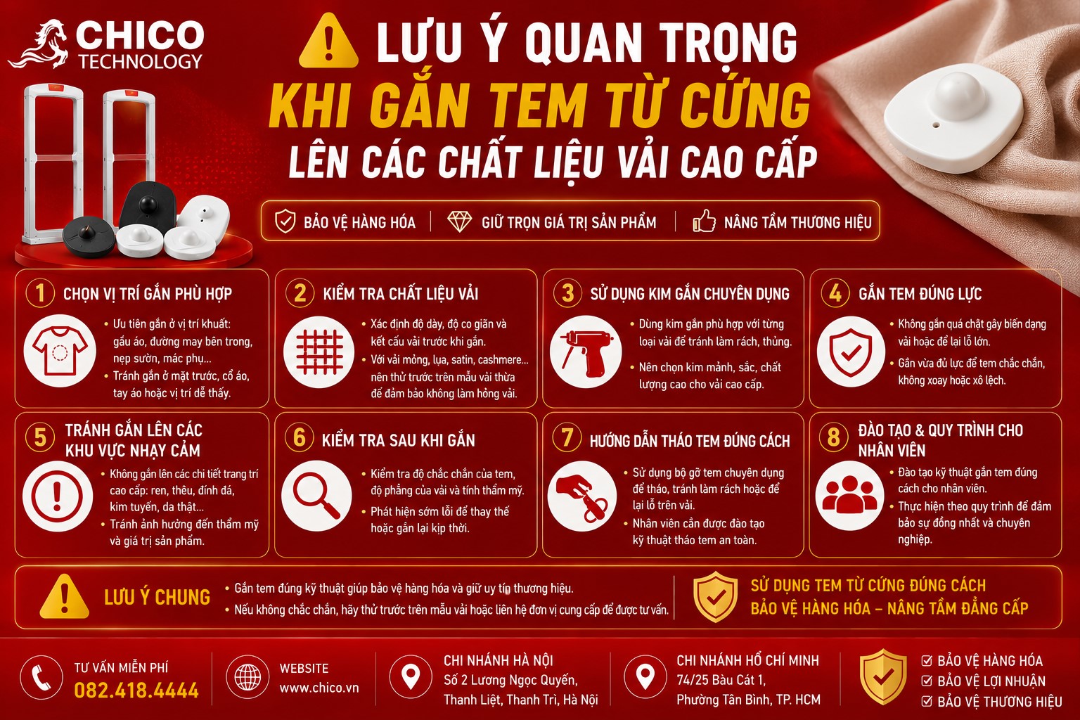 Lưu ý khi gắn tem từ cứng lên vải cao cấp: Tránh hỏng, giữ chất lượng