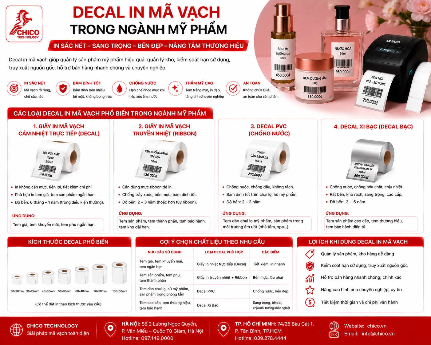 Decal In Mã Vạch Mỹ Phẩm: Sang Trọng, Chống Nước, Bền Màu