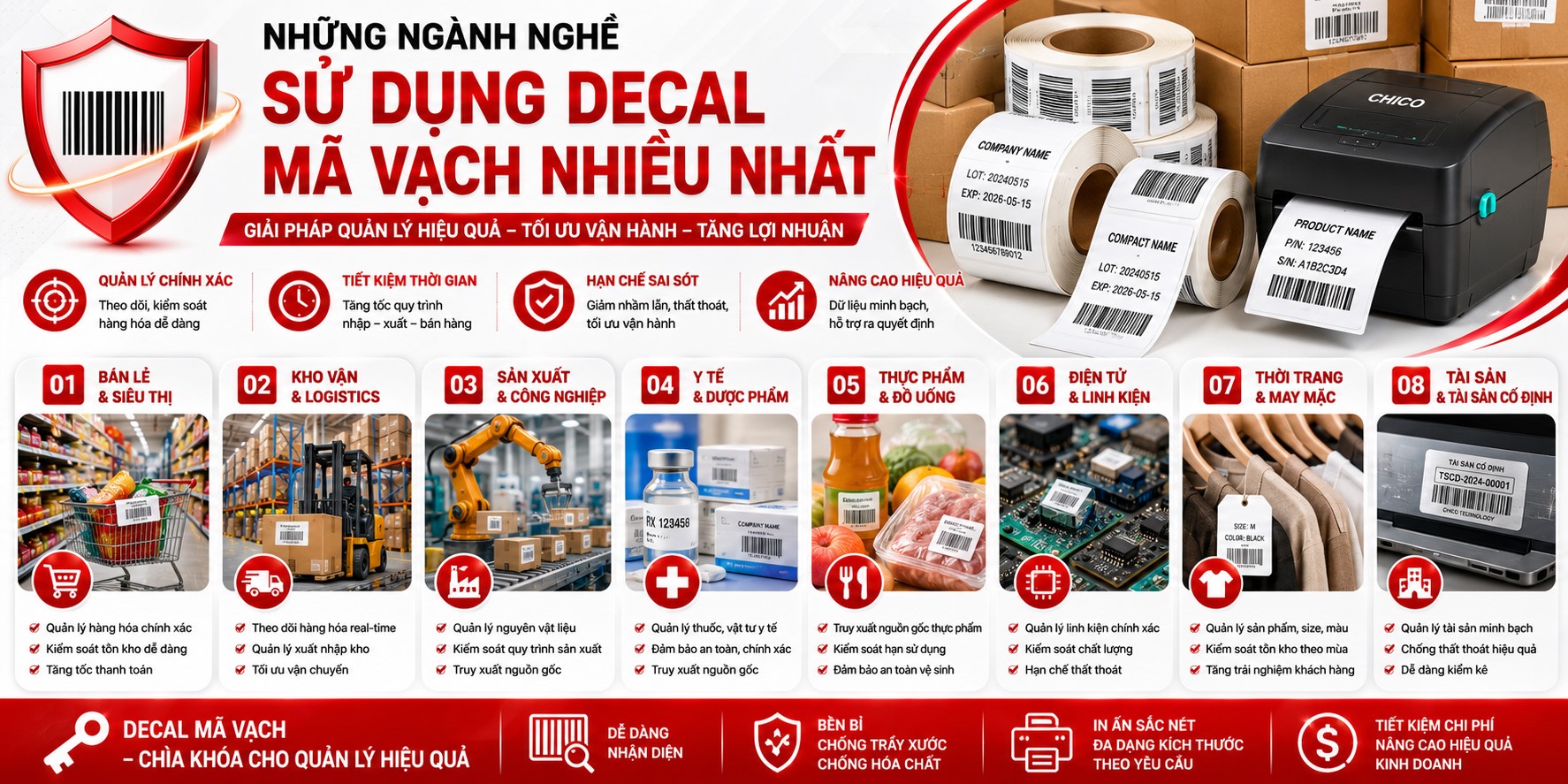 Những Ngành Nghề Sử Dụng Decal Mã Vạch Nhiều Nhất Hiện Nay